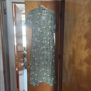 BloomChic Sage Floral Midi Dress